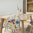 Mexican Table Runner,Boho Colorful Nature Inspired Flowers and Birds Table Cloth Kitchen Dining Table Home Party Decoration 13x60 Inch