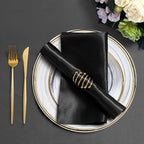 Horbaunal 30 Pack Black Satin Napkins 20 x 20 Inch, Square Soft Table Dinner Napkins, Silky Cloth Napkins Table Decoration for Weddings Banquets Parties