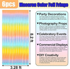 6 Pack Rainbow Foil Fringe Curtain Backdrop, 3.28Ft x 8.2Ft Metallic Tinsel Foil Fringe Streamer Curtains for Photo Booth, Birthday, Wedding, New Year Party Decorations
