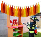 Red Orange Yellow Tissue Paper Tassel Garland,Tissue Tassel Banner for Party Decorations,Pack of 20