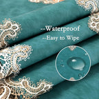 Vintage Lace Dining Table Runner, 120 Inches Floral Coffee Table Runners for Kitchen Home Christmas Party Decorations (16x120 inch, Cyan)