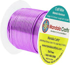 Mandala Crafts 14 Gauge Anodized Aluminum Craft Wire for Jewelry Making - 60 FT Colored Flexible Violet Wire - Bendable for Bonsai Armature Crafting Sculpting