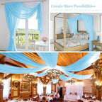 4 Panels Light Blue Wedding Arch Draping Fabric Cheesecloth Fabric 35" x 20FT Gauze Fabric Arch Drapes for Wedding Reception Sheer Backdrop Photo Background Household or Out Door Curtain