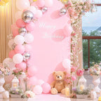 7.2FT Pink Arch Backdrop Cover - Polyester Fitted Wedding Arch Stand Covers Round Top Chiara Arch Backdrop Cover for Birthday Party Banquet Photo Background Decoration
