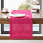ZeeMart Linen Textured Border Table Runner, 14 x 36 Inch Hot Pink, Farmhouse Style Pink Table Runners 36 Inches Long, Easy Care Everyday Polyester Table Runner