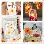 140pcs Dried Pressed Flowers Bulk, Natural Fall Pressed Dried Flowers with Tweezer for DIY Crafts Resin Mold Candles Cake Bridal Scrapbooking Supplies