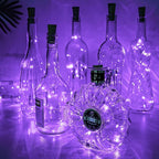Aluan Wine Bottle Lights with Cork 10 Pack 20 LED Waterproof Halloween Fairy Light Battery Operated, Mini LED Cork Lights for Liquor Bottles Wedding Table Decor Party Jar Bar Table Decoration, Purple