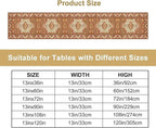 Boho Bohemia Style Orange Table Runner, Country Rustic Farmhouse Magical Abstract Print Pattern for Home Kitchen Table Decor Dining Coffee Room Garden Party Decor 13x60in
