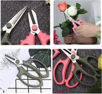 Leize Flower Scissors, Premium Thickened Stainless Steel Floral Shears, Strong Pruner for Flowers, Branches and Leaves (Blue Slender)