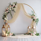 Wedding Arch Draping Fabric 1 Panel 28.7" x 20FT Champagne Sheer Chiffon Backdrop Drapes for Wedding Ceremony Birthday Party Bridal Shower Outdoor Decoration