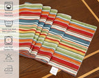 Ruvanti 100% Cotton Table Runner 60 Inches Long, Non-Slip, Stain Resistant, Washable & Reusable Table Runners Perfect for Wedding, Parties, Christmas, Holiday, in-Door use - Multi Stripe