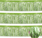 3 Pack 10 Long Light Green Metallic Foil Fringe Garland Wall Hanging Tassle Banner, Mother's Day, Easter, Parade Floats, Birthday, Theme Party, Wedding Party Decorations
