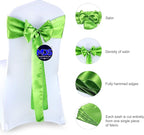 MDS Pack of 25 PCS Satin Chair Sashes Charmeuse Sateen Dining Chair Bows Ribbon Ties Back Sash for Wedding Party Birthday Home Hotel Restaurant Banquet Decoration (7 x 108 Inch, Parrot Green)