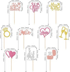 30 PCS He Asked She Said Yes Cupcake Toppers Glitter Miss to Mrs I Do Love Heart Ring Cupcake Picks Wedding Engagement Cake Decorations for Wedding Engagement Bridal Shower Party Supplies Colorful