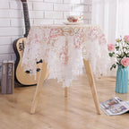Round Embroidered Lace Tablecloth Vintage Decorative Exquisite Border Table Cover for Party Wedding Home Decorations, Round-70, White