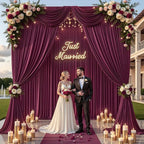PartyVillage 20ft×15ft Burgundy Backdrop Curtain for Wedding Parties, 4 Panels Wrinkle Free 15 FT Long Polyester Photo Backdrop Drapes Back Drop Cloth for Birthday Photography Background