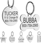 Providence Engraving Custom Engraved Stainless Steel Pet ID Tags - Personalized Front and Back Identification, for Large or Small Cats and Dogs, Round, Small