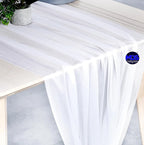 MDS 2 Pack 14ft Chiffon Table Runner 29 x 170 Inches Sheer Wedding Runner Romantic Rustic Table Runner for Wedding Decorations, Birthday Parties, Bridal Shower Party Arch Decor - White
