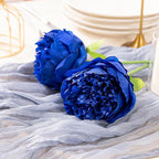U'Artlines Artificial Peony Silk Flower with Stems 10pcs Real Look Vintage Peonies for Home Wedding Decoration (Navy Blue)