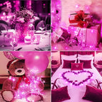 btfarm 30 Pack Fairy Lights Battery Operated [3 Modes], Valentine's Day Lights 7ft 20 Led Twinkle String Lights Waterproof Bulk Small Mini for Mason Jars Vases Wedding Table Centerpiece, Pink