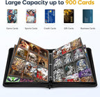 9 Pocket Card Binder, 900 Double Sided Pockets, PU Collection Binder for MTG, TCG, Sports Cards, Black (Carbon Black)