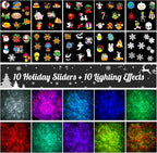 2025 Upgrade Christmas Halloween Projector Lights Outdoor Decorations, COOLWUFAN Holiday Projector Lights with Remote and 20 HD Effects(3D Ocean Wave) for Xmas Halloween Party Yard Decor