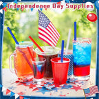 60 Pcs Plastic Straws Red Blue White Star Shaped Straws Patriotic Disposable Drinking Cute Straw for Veterans Day 4th of July Independence Day Party Beverage Cocktail Remembrance Supplies