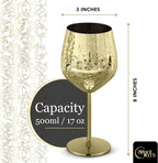 Stainless Steel Wine Glasses - Set of 2 Etched 16 oz Metal Goblets, Unbreakable Gold Cups for Camping, Travel, Outdoor Events, Picnics, Luxury Wine Gifts for Women and Men