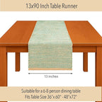 Chardin home Natural Jute Table Runner 13x90 Inch – Vintage Boho Rustic Table Decor – Handwoven Table Runner in Natural Jute and Sage Green-White – Farmhouse Dining or Console Table Accent