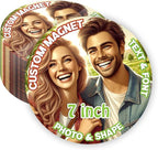KETABAO – 7" Customized Circle Magnetic Photo Pictures Magnet for Refrigerators, Storage Cabinets and Cars – Personalized Gift Ideas