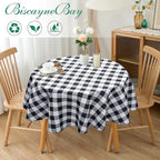 Biscaynebay Fabric Round Tablecloths 60", Black/Grey Scottish Plaid Table Cloth Small Circle Folding Table Covers Water Resistant for Dining, Kitchen, Wedding & Parties, etc