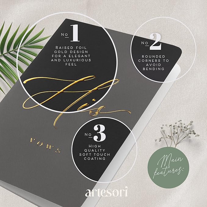 ARTESORI Wedding Vow Books His & Hers - Wedding Registry Gifts Ideas for Bride & Groom, Vow Books for Wedding - Soft-Touch, Gold-Foiled, 28 Lined Pages Vow Book for Her & Him [Ivory & Terracotta]