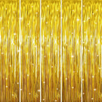 GOER 3.2 ft x 9.8 ft Metallic Tinsel Foil Fringe Curtains Party Photo Backdrop Party Streamers for Birthday,Graduation,New Year Eve Decorations Wedding Decor (Gold,5 pcs)