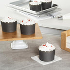 Panificio 10 Ounce Cupcake Wrappers, 200 Scalloped Baking Cups - Oven-Ready, Greaseproof, Gray Paper Cupcake Liners, Disposable, For Birthdays, Baby Showers, Or Weddings - Restaurantware