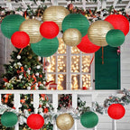 Green Red Paper Lanterns Decorative 12pcs Christmas Hanging Decorations for Graduation Anniversary Birthday Party