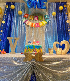 Poise3EHome Baby Blue Sequin Backdrop Curtains,4 Panels 2FTx8FT Glitter Background for Party Birthday Party Baby Shower Wedding Christmas Thanksgiving Holiday Festival Decor