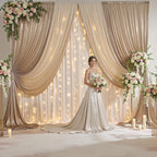 30x10 ft Wrinkle Free Champagne Sequin Backdrop Curtain for Parties,Thick Not Fall-Off Glitter Backdrop Drapes,6 Panels 5x10ft Shimmer Photo Back Drop Cloth for Wedding Birthday Photography Background