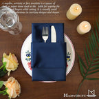 Manyshofu 60 Navy Blue Satin Napkins - 20x20 Inches Square Fabric Napkins Set - Soft & Reusable for Wedding Dinner Party Lunch