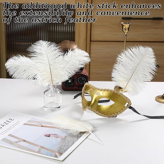 SOGUGOM White Craft Ostrich Feathers - 30PCS 6-8 inch Ostrich Feathers Kit for Centerpieces, Kindergarten Crafts, Hats and DIY Projects(White)