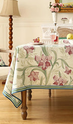 patdrea Designer Green Rectangle Tablecloth,Framhouse Vintage French Violets Pattern Tablecloths,Elegant Floral Table Cover Decor for Kitchen Dining Christmas,Party,Thanksgiving,55"x79"-Tara a