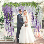 12 Pack Purple Wisteria Hanging Flowers Garland, 3.77 Feet Artificial Flower Vines, Fake Wisteria, Artificial Vines Hanging Garland for Backdrop Outdoor Yard Garden Decor