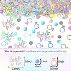 230PC Wedding Confetti Bridal Shower Decorations Bride To Be Ring Confetti Scatters Suitable for Iridescent Themed Bachelorette Engagement Hen Party Decor