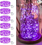 6 Pack Fairy Lights Battery Operated - 7ft 20 Led Twinkle Lights 3 Modes, Bulk Mini String Lights Waterproof for Halloween Holiday Mason Jars Vases DIY Decoration Christmas-Purple