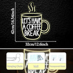 Let’s Have A Coffee Break Neon Sign,Dimmable Coffee Cup Led Light Up Sign for Living Room Bistro Party Kitchen(16.54 * 12.6In)