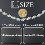 PEARLY JUN 1 Yard Pearl Rhinestone Trim Chain Silver Crystal Fringe Diamond Applique Ribbon String Tassel Strip for Sewing Wedding Dress Crafting Crafts Flower Embellishments