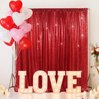 SquarePie Sequin Backdrop Less Transparent Background Sparkly Curtain for Wedding Party 20FT x 10FT Red
