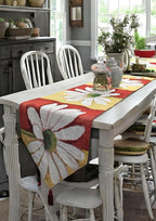Tache Floral Colorful Yellow Red White Decorative Spring Daisy Flower Loves Me Not Woven Tapestry Long Kitchen Dining Table Runner 13x90