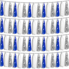 4P Navy-Blue White-Silver Foil Fringe Metallic Tassel Garland Banner, Tassels Banner Streamers for Parade Floats, Bachelorette, Wedding, Birthday, Halloween, Bridal/Baby Shower Party Decorations