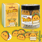 Positive Taco Jar – 60 Funny Emotional Support Taco, Back to School Gift for Students, Teachers, White Elephant Gifts For Women, Men, Corworker, Mental Health Gift, Birthday Gifts for Women