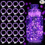 Aogist Led Fairy Lights 3 Modes Battery Operated String Lights Waterproof Silver Wire 7 Feet Firefly Starry Moon Mason Jar Lights for DIY Wedding Party Christmas (Purple, 20 Pack)